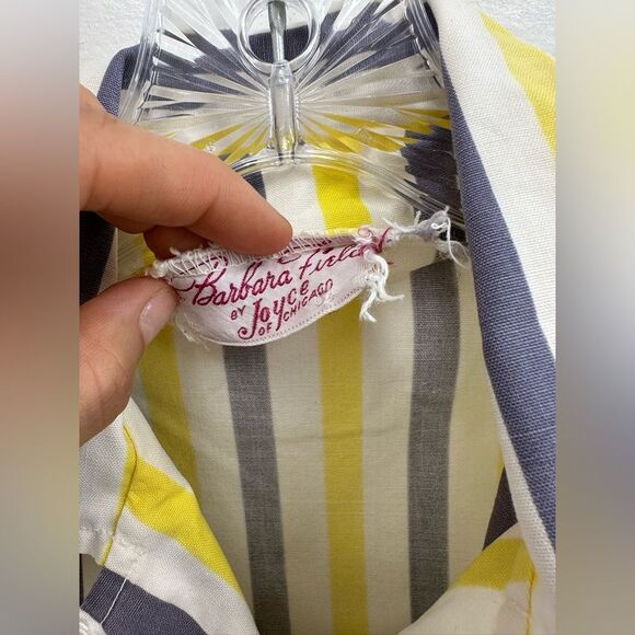 True Vintage 50s Striped Cotton Button Down Structured Short Sleeve Shirt Size S - Picture 6 of 8